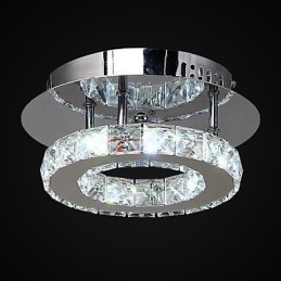 Plafonnier moderne contemporain en métal chromé et cristal