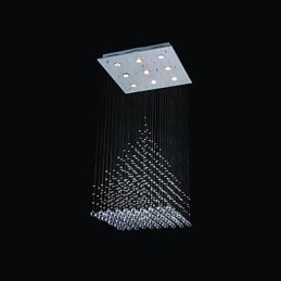 Plafonnier moderne contemporain en métal chromé et cristal