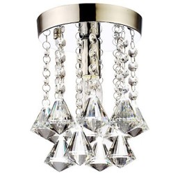 Plafonnier encastré en cristal chromé de style mini, moderne, contemporain, traditionnel, classique et campagnard