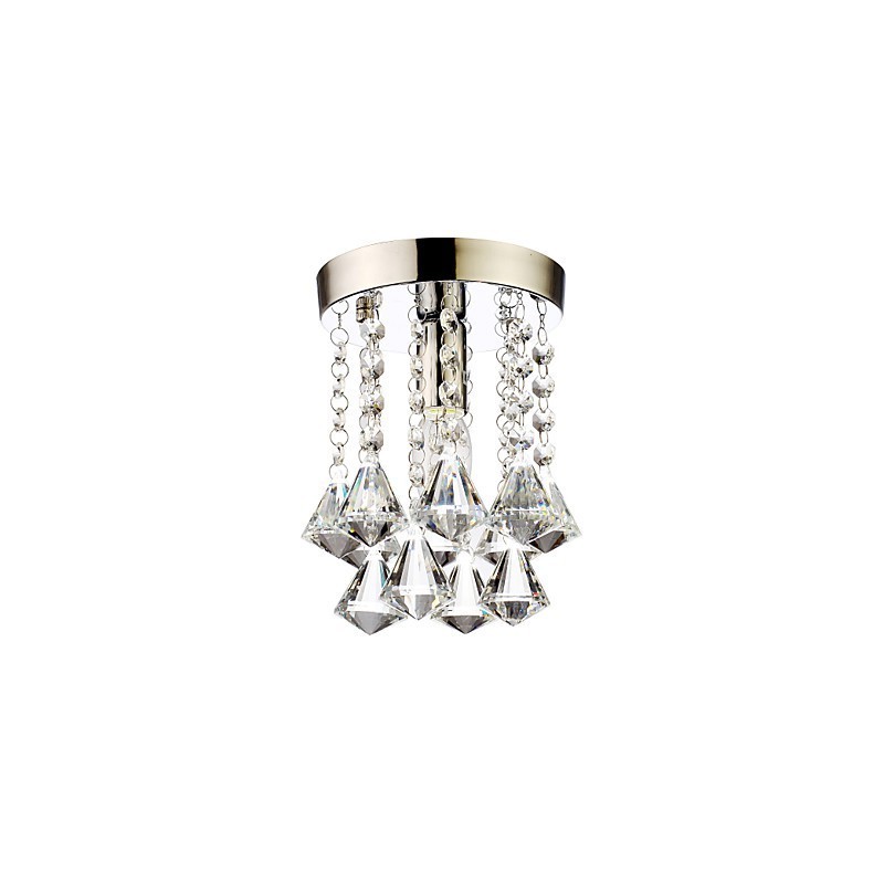 Plafonnier encastré en cristal chromé de style mini, moderne, contemporain, traditionnel, classique et campagnard