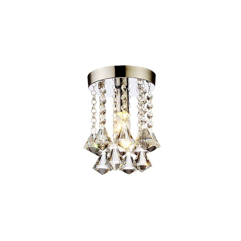 Plafonnier encastré en cristal chromé de style mini, moderne, contemporain, traditionnel, classique et campagnard