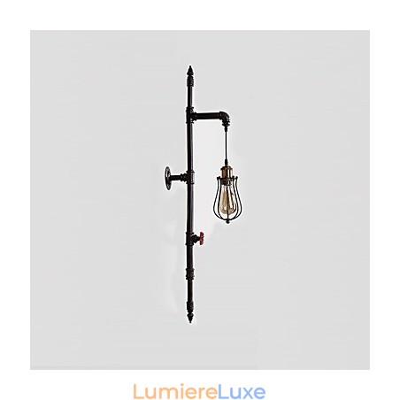 Applique murale rétro industrielle en forme de cage à oiseaux noire, luminaire décoratif en métal, idéal pour un salon, une salle à manger, une cuisine, un bar ou un café Applique murale rétro industrielle en forme de cage à oiseaux noire, luminaire décoratif en métal, idéal pour un salon, une salle à manger, une cuisine, un bar ou un café