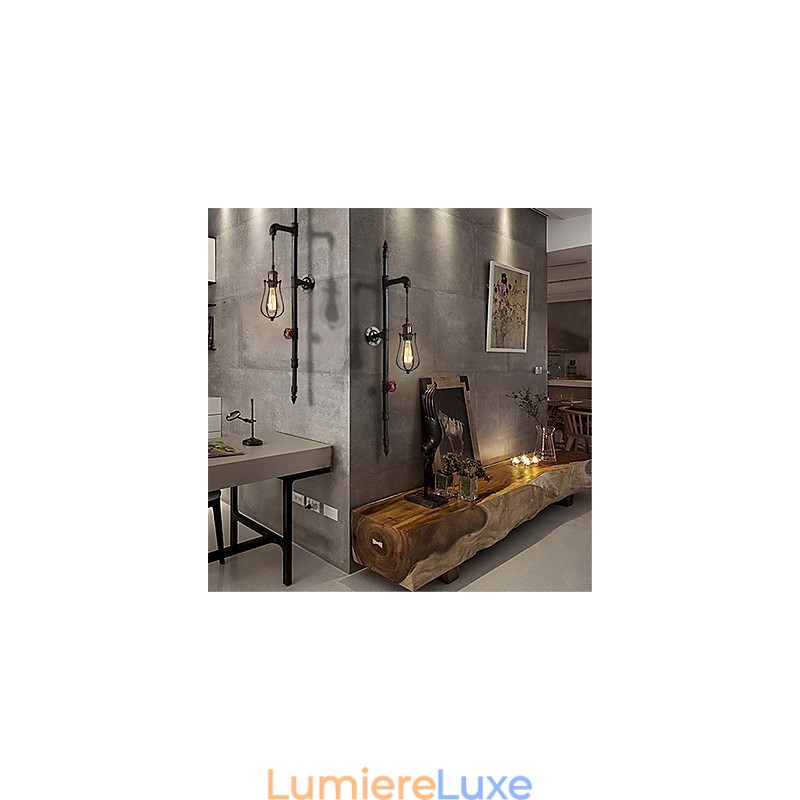Applique murale rétro industrielle en forme de cage à oiseaux noire, luminaire décoratif en métal, idéal pour un salon, une salle à manger, une cuisine, un bar ou un café