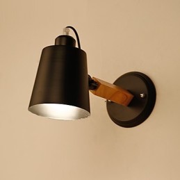 Applique murale vintage en bois Art déco en métal rustique pour salon, salle à manger, couloir, noir et blanc en option