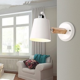 Applique murale vintage en bois Art déco en métal rustique pour salon, salle à manger, couloir, noir et blanc en option
