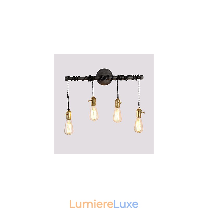 Appliques murales industrielles vintage avec interrupteur, éclairage créatif pour restaurant, café, bar, décoration avec 4 lumières peintes