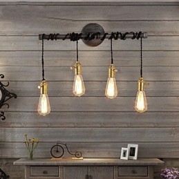 Appliques murales industrielles vintage avec interrupteur, éclairage créatif pour restaurant, café, bar, décoration avec 4 lumières peintes