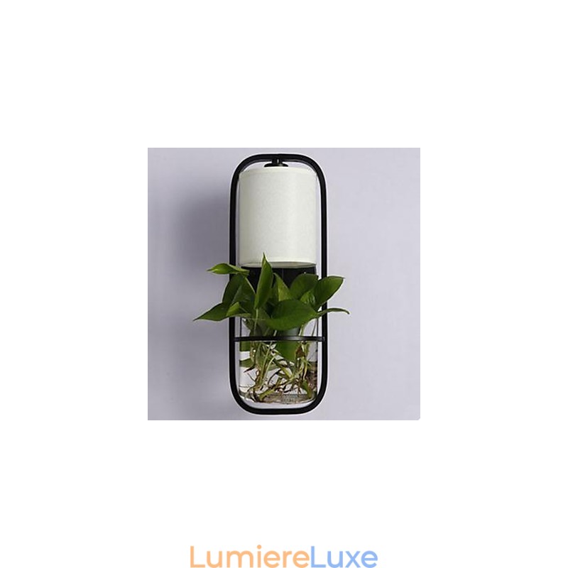 Applique murale moderne en fer et verre avec plantes en pot créatives