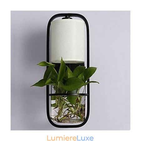 Applique murale moderne en fer et verre avec plantes en pot créatives Applique murale moderne en fer et verre avec plantes en pot créatives