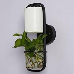 Applique murale moderne en fer et verre avec plantes en pot créatives