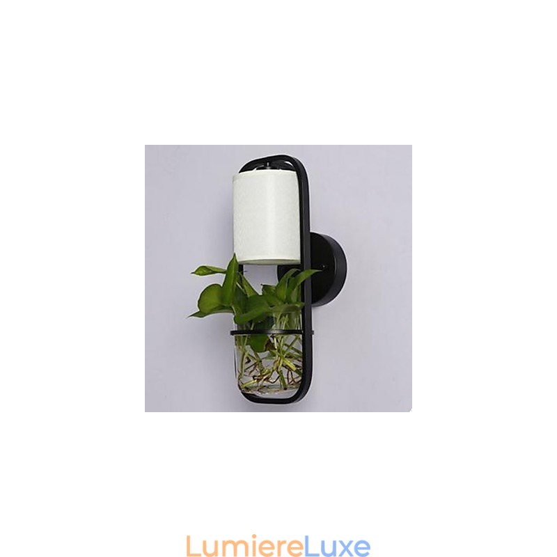 Applique murale moderne en fer et verre avec plantes en pot créatives