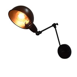 Applique murale pliable en fer, style rétro, simple et noire, décorative, à une tête, style européen