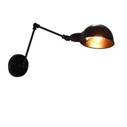 Applique murale pliable en fer, style rétro, simple et noire, décorative, à une tête, style européen