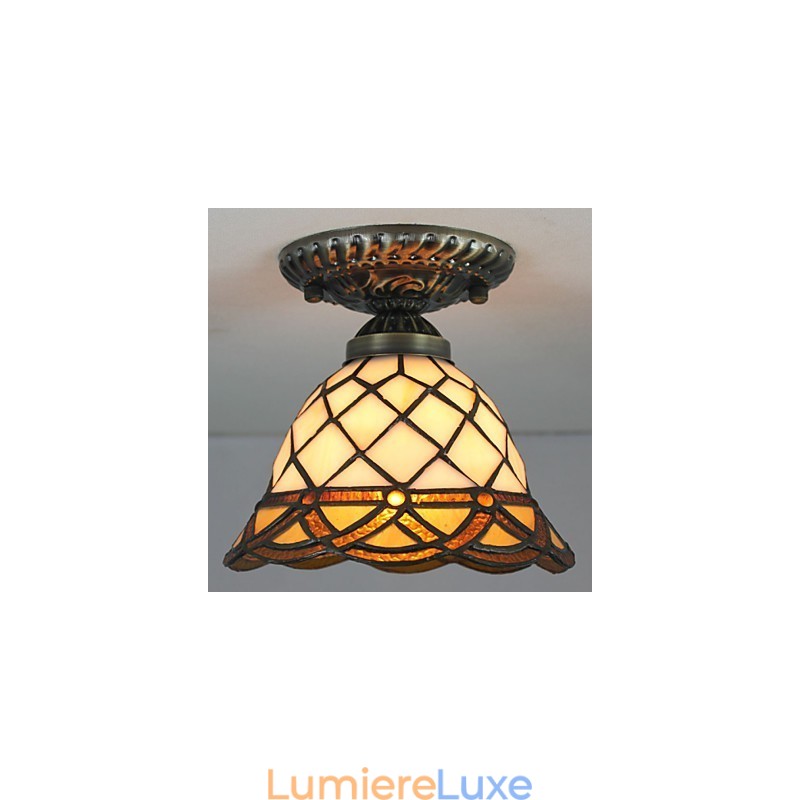 Lampe à dôme absorbante en vitrail des arts créatifs ruraux européens