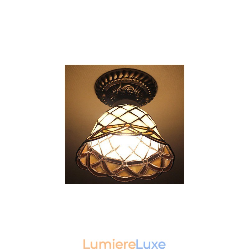 Lampe à dôme absorbante en vitrail des arts créatifs ruraux européens