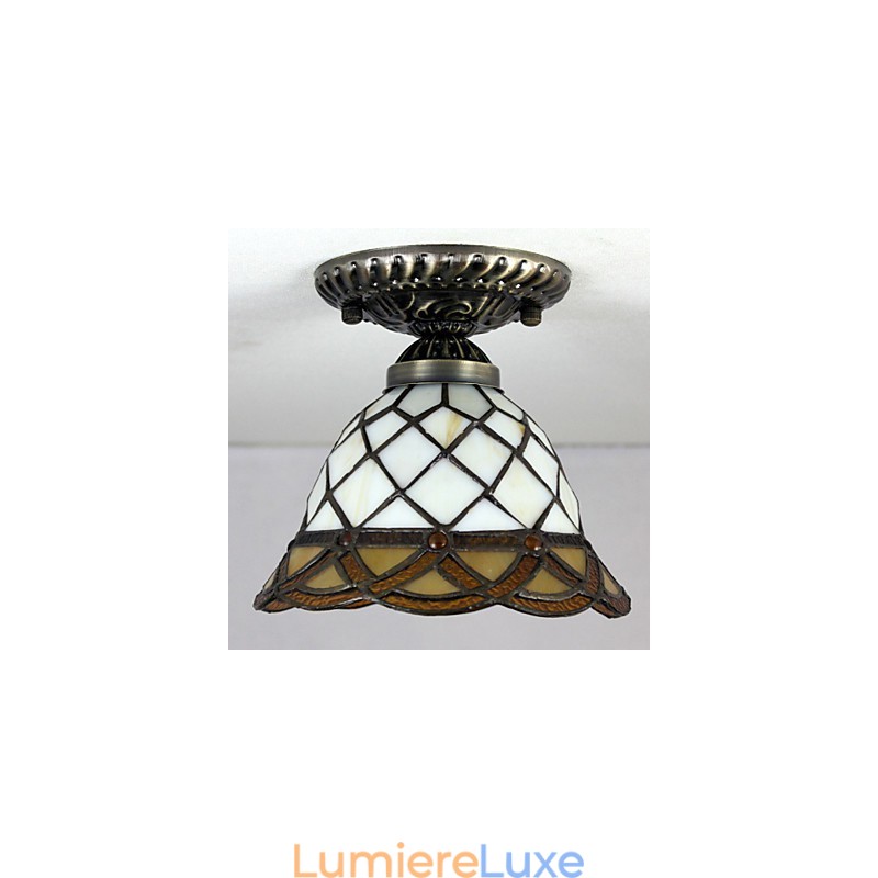 Lampe à dôme absorbante en vitrail des arts créatifs ruraux européens