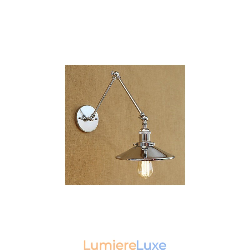 Luminaire d'ambiance à bras pivotant, style rétro et contemporain, galvanisé
