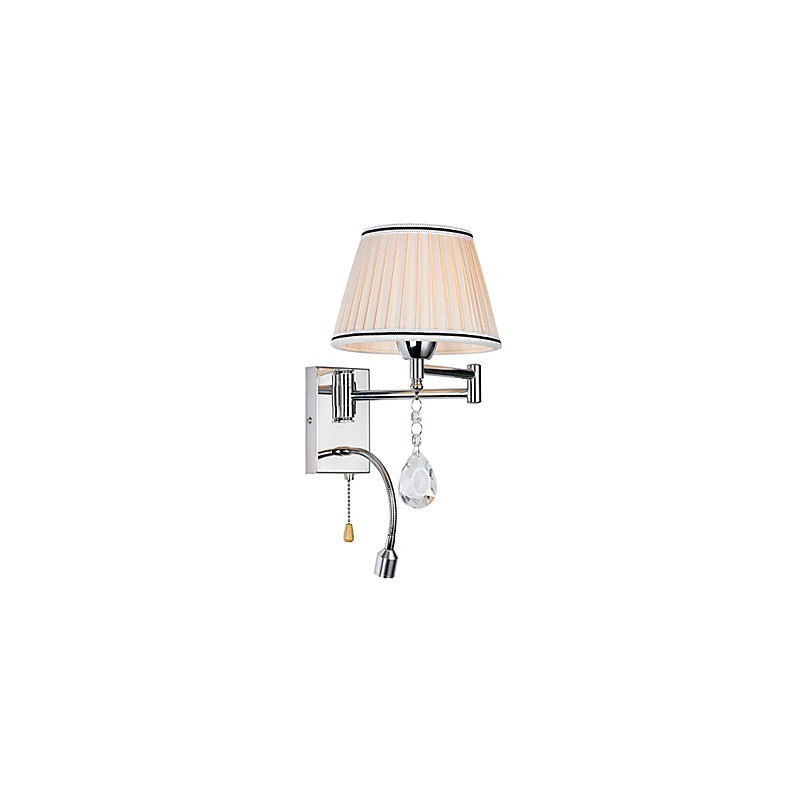 Applique murale moderne contemporaine rustique Lodge moderne contemporaine Country Chrome avec bras pivotant en cristal