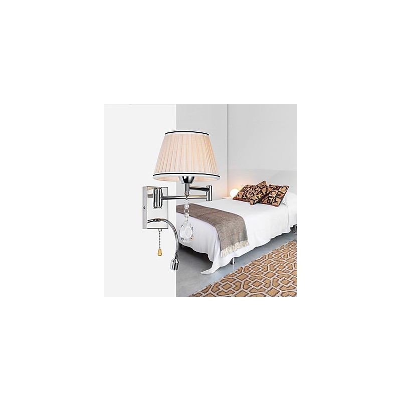 Applique murale moderne contemporaine rustique Lodge moderne contemporaine Country Chrome avec bras pivotant en cristal