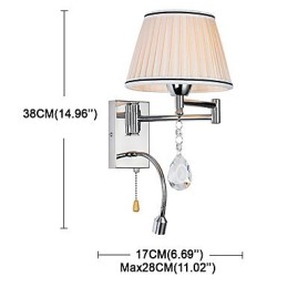 Applique murale moderne contemporaine rustique Lodge moderne contemporaine Country Chrome avec bras pivotant en cristal