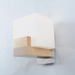 Lampe murale simple, lampe de chevet avec abat-jour en verre et bois massif pour chambre à coucher, commode, salon, chambre de bébé, dortoir universitaire, table basse, bibliothèque