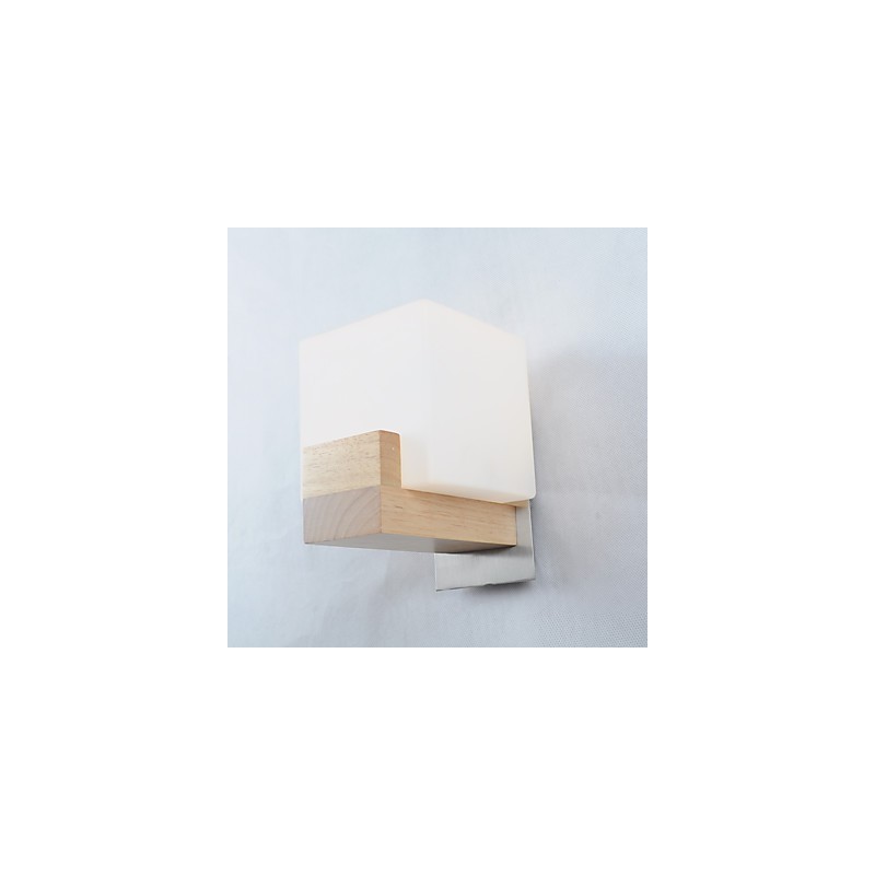 Lampe murale simple, lampe de chevet avec abat-jour en verre et bois massif pour chambre à coucher, commode, salon, chambre de bébé, dortoir universitaire, table basse, bibliothèque