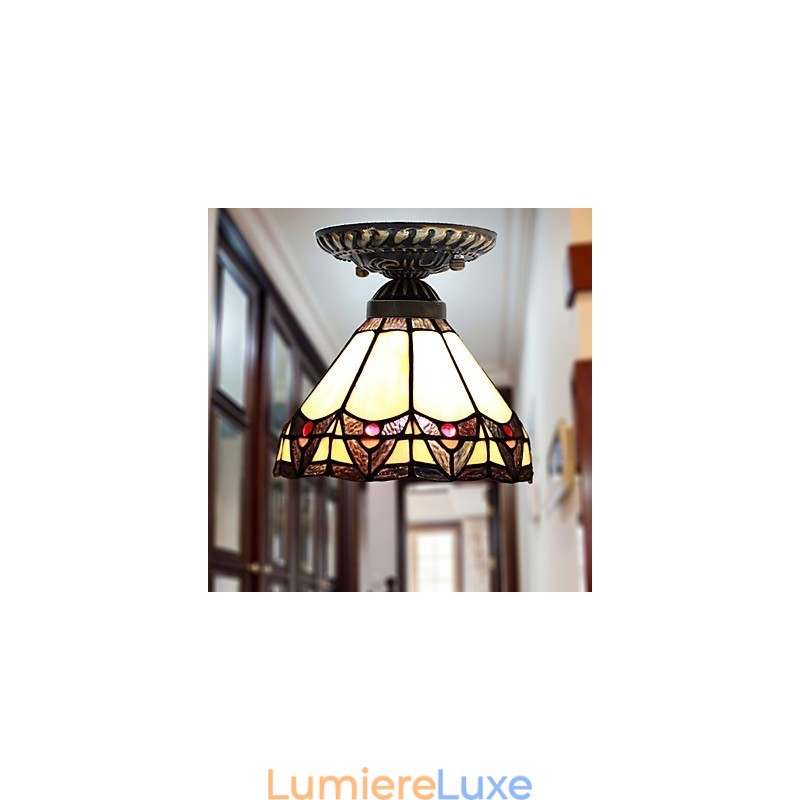 Lampe à dôme absorbante en vitrail des arts créatifs ruraux européens