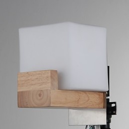 Lampe murale simple, lampe de chevet avec abat-jour en verre et bois massif pour chambre à coucher, commode, salon, chambre de bébé, dortoir universitaire, table basse, bibliothèque
