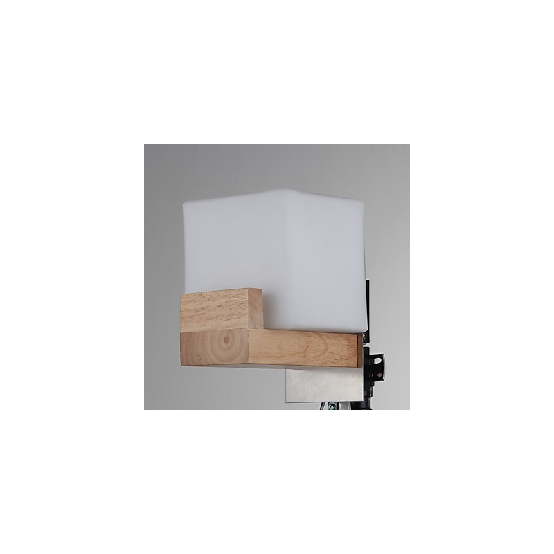 Lampe murale simple, lampe de chevet avec abat-jour en verre et bois massif pour chambre à coucher, commode, salon, chambre de bébé, dortoir universitaire, table basse, bibliothèque