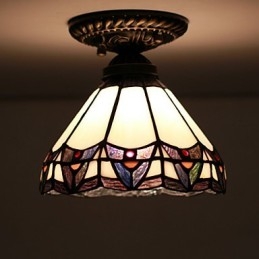 Lampe à dôme absorbante en vitrail des arts créatifs ruraux européens