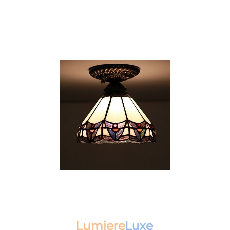 Lampe à dôme absorbante en vitrail des arts créatifs ruraux européens