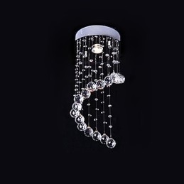 Lustre moderne contemporain en métal galvanisé et cristal à montage encastré