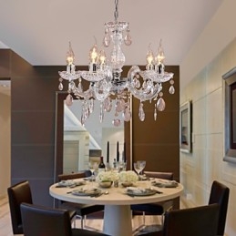 Plafonnier chromé Upligh, lampe bougie, luminaire acrylique, lustre suspendu