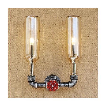 Applique murale rétro industrielle avec interrupteur à vent et bouteille d'eau, ambre Applique murale rétro industrielle avec interrupteur à vent et bouteille d'eau, ambre
