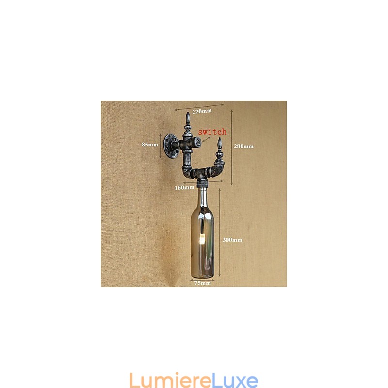 Lampe murale rétro nostalgique avec interrupteur pour café, bar, restaurant, allée, bouteille d'eau