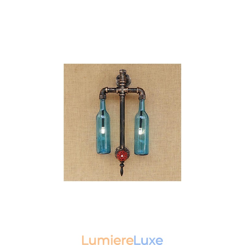 Lampe murale en fer avec interrupteur, style américain, pour restaurant, bar, bouteille de vin, bleu