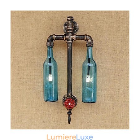 Lampe murale en fer avec interrupteur, style américain, pour restaurant, bar, bouteille de vin, bleu Lampe murale en fer avec interrupteur, style américain, pour restaurant, bar, bouteille de vin, bleu