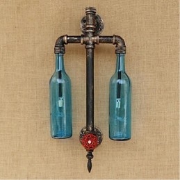 Lampe murale en fer avec interrupteur, style américain, pour restaurant, bar, bouteille de vin, bleu