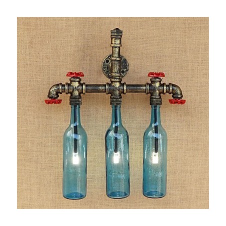 Applique murale rétro industrielle avec interrupteur à vent et bouteille d'eau, bleu Applique murale rétro industrielle avec interrupteur à vent et bouteille d'eau, bleu