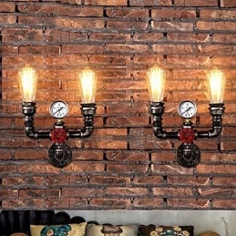 Applique murale industrielle vintage en métal à 2 têtes pour restaurant, café, bar, décoration