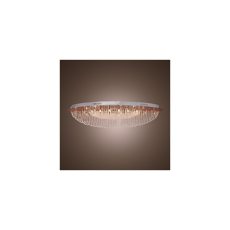 Plafonnier moderne contemporain en métal chromé et cristal