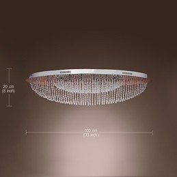 Plafonnier moderne contemporain en métal chromé et cristal