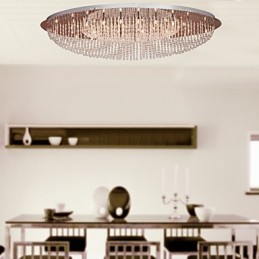 Plafonnier moderne contemporain en métal chromé et cristal