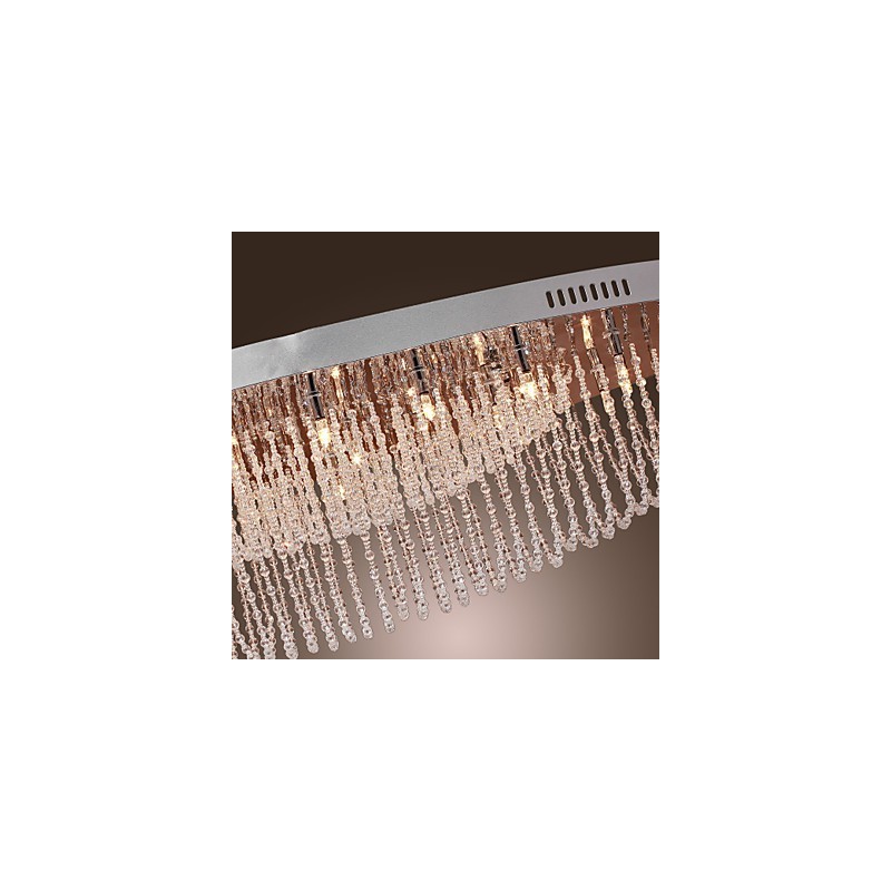 Plafonnier moderne contemporain en métal chromé et cristal
