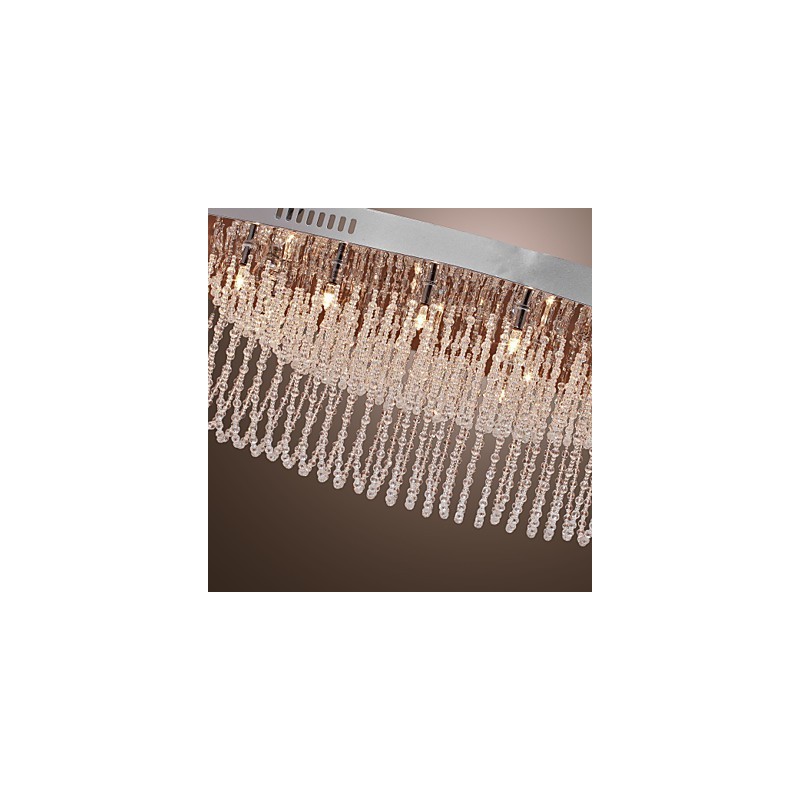 Plafonnier moderne contemporain en métal chromé et cristal