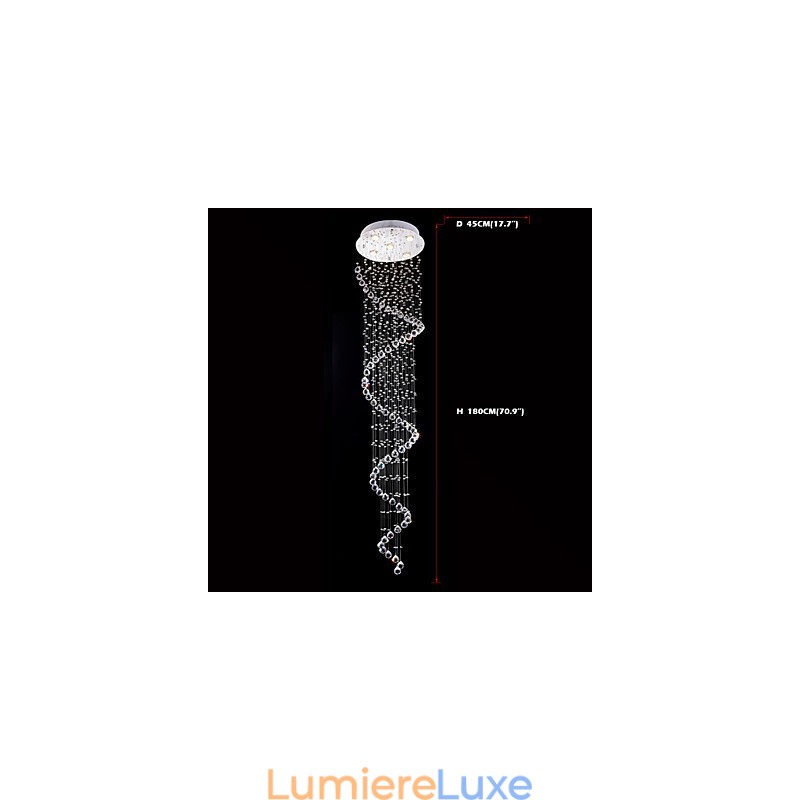 Lustre suspendu en cristal à 5 lumières, design argenté, cristal transparent K9, hélice