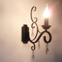 Lampe à bougie en cristal en fer, créative, pour couloir, escalier, décoration, lampe de chevet, applique murale