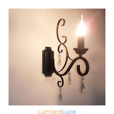 Lampe à bougie en cristal en fer, créative, pour couloir, escalier, décoration, lampe de chevet, applique murale Lampe à bougie en cristal en fer, créative, pour couloir, escalier, décoration, lampe de chevet, applique murale