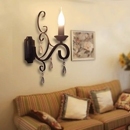 Lampe à bougie en cristal en fer, créative, pour couloir, escalier, décoration, lampe de chevet, applique murale