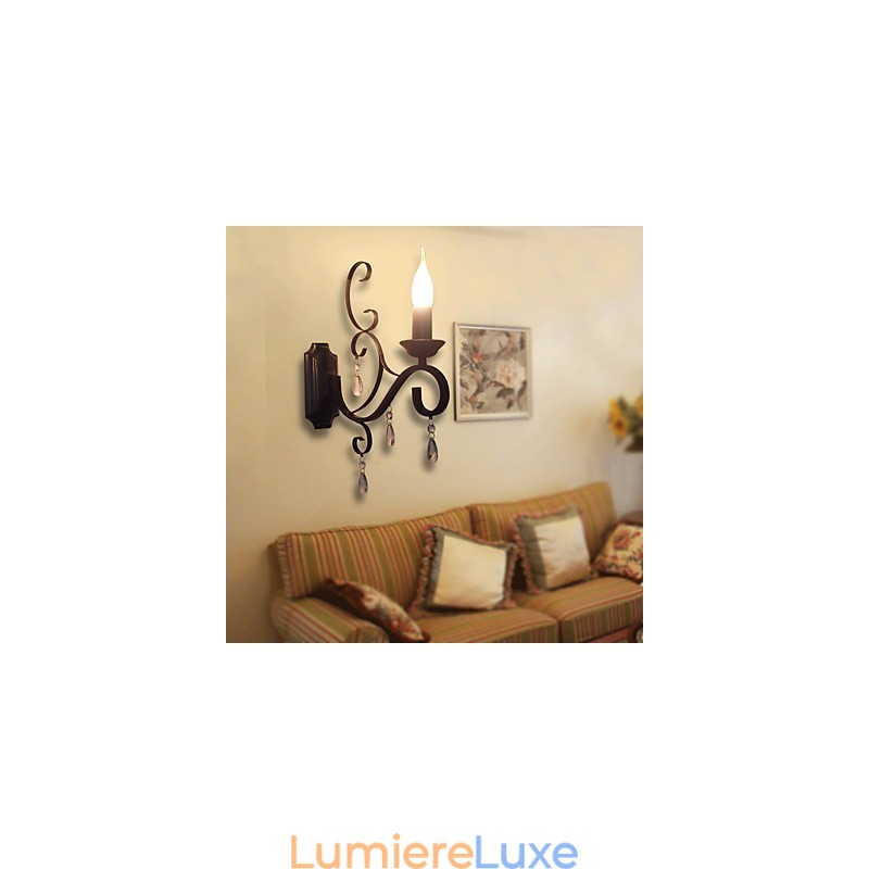 Lampe à bougie en cristal en fer, créative, pour couloir, escalier, décoration, lampe de chevet, applique murale